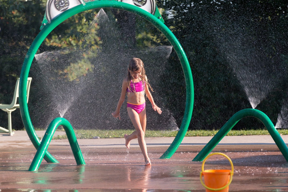 Fun In The Sun On The Splash Pad On Water Days